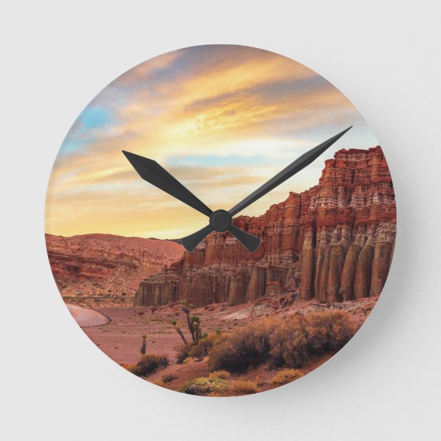 Desert Canyon Wall Clock | Southwest Sunset Art (Front)