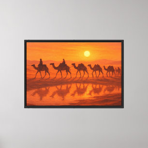Desert Caravan at Sunset Canvas Print