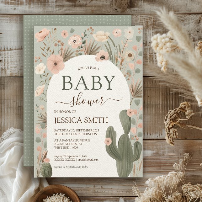 Desert Chic Baby Shower Invitation (Bring on the desert boho vibes with this warming gender neutral invitation. )