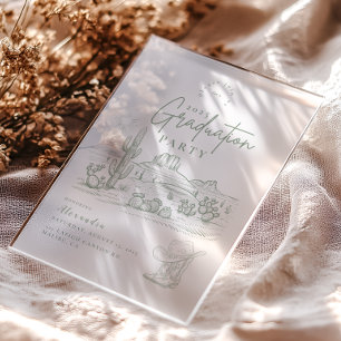 Desert Chic Graduation Western Cowgirl Acrylic Invitations