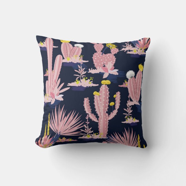 Desert Chic: Pastel Cactus Bloom Cushion (Front)