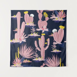Desert Chic: Pastel Cactus Bloom Tapestry