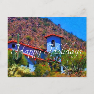Desert church, Happy Holidays Postcard