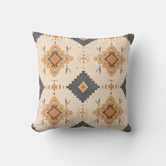 Desert Clay & Charcoal Pattern Cushion (Front)