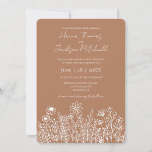 Desert Clay Terra Cotta Wildflower Casual Wedding Invitation