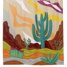 Desert climate, retro style, abstract cactus