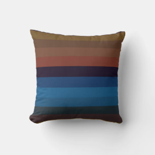 Desert Coast Stripes Terracotta, Denim Blue Cushion