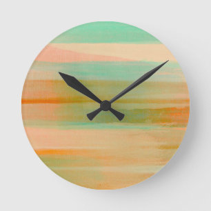 Desert Colours Southwest Sunset Aqua Orange Round Clock