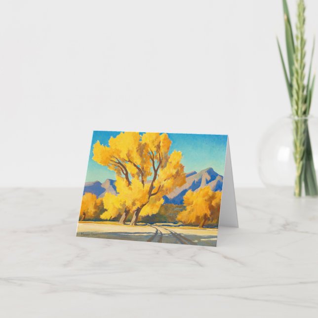 Desert Cottonwoods, Arizona by Maynard Dixon Thank You Card (Front)