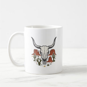 Desert Cow Skull Vintage Southwest Cactus Art Coffee Mug