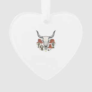 Desert Cow Skull Vintage Southwest Cactus Art Ornament