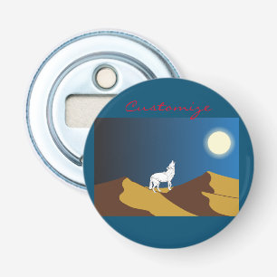 Desert Coyote Howling Full Moon Thunder_Cove Bottle Opener