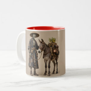 desert, crashed spaceship, dunes, camels, caravan, Two-Tone coffee mug
