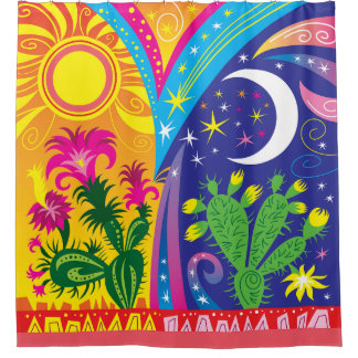 Desert Day and Night Shower Curtain