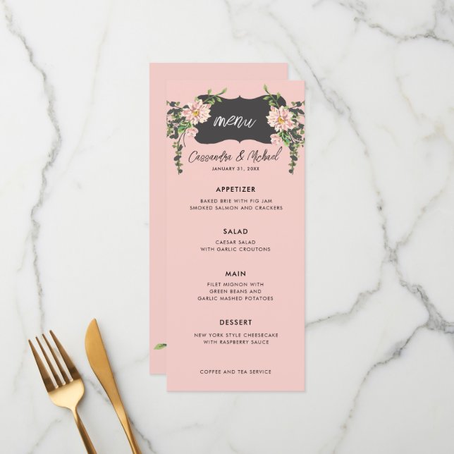 Desert Desert Bloom 4-Course Wedding Menu (Front/Back In Situ)