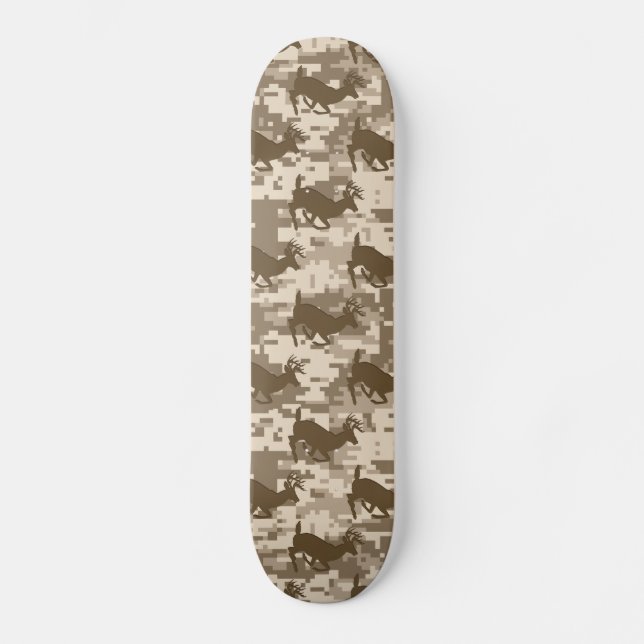 Desert Digital Camouflage Deer Camo Pattern Skateboard (Front)