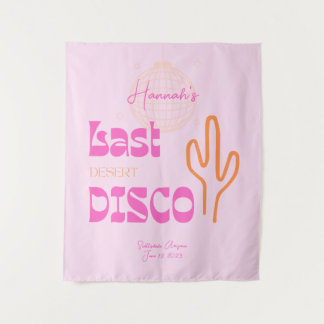 Desert Disco Bachelorette Photo Backdrop Pink Tapestry