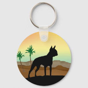 Desert Dog Boston Terrier Key Ring