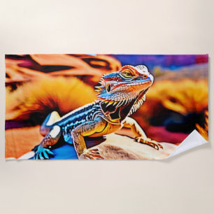 Desert Dragon Lizard Design Beach Towel