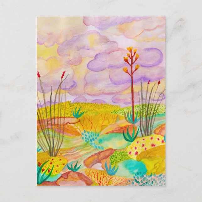 Desert Dreams Watercolor New Mexico CUSTOM Postcard (Front)