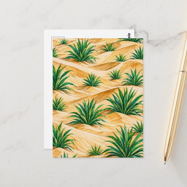 Desert Dunes Agave Pattern Postcard (Front/Back In Situ)