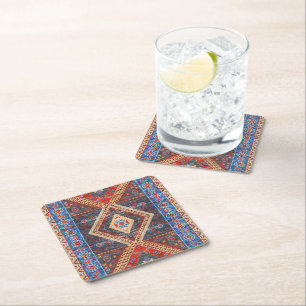 Desert Echoes: Southwestern Boho Heritage Square Paper Coaster