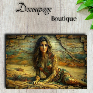 Desert Empress: Golden Sands Portrait Decoupage Tissue Paper