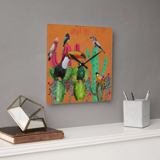 DESERT FEATHERS SQUARE WALL CLOCK (Office)