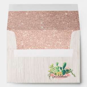 Desert Flower & Rose Gold Glitter Liner Envelopes