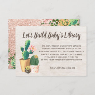 Desert Flower Rustic Cactus Book for Baby Insert Invitation