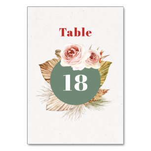 Desert flowers boho floral wedding table number