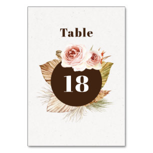 Desert flowers boho floral wedding table number