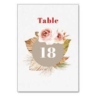 Desert flowers boho floral wedding table number