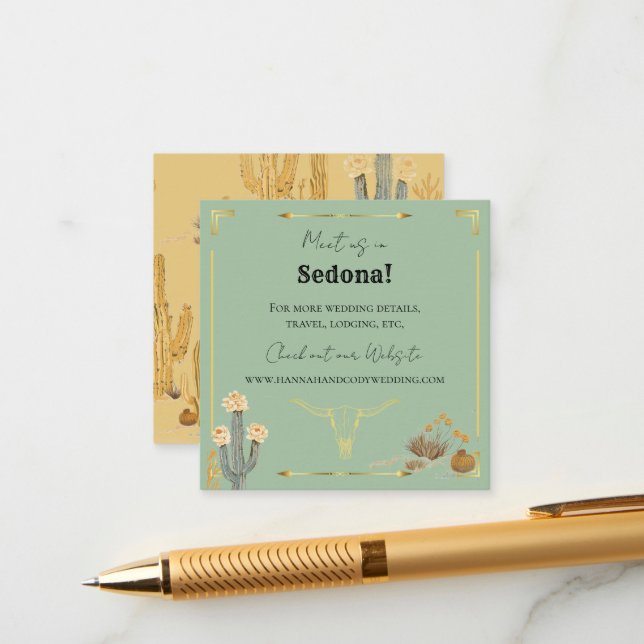 Desert Flowers Western Wedding Enclosure Card (Front/Back In Situ)