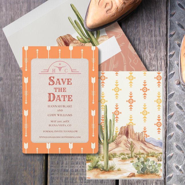 Desert Flowers Western Wedding Save the Date Card (Creator Uploaded)