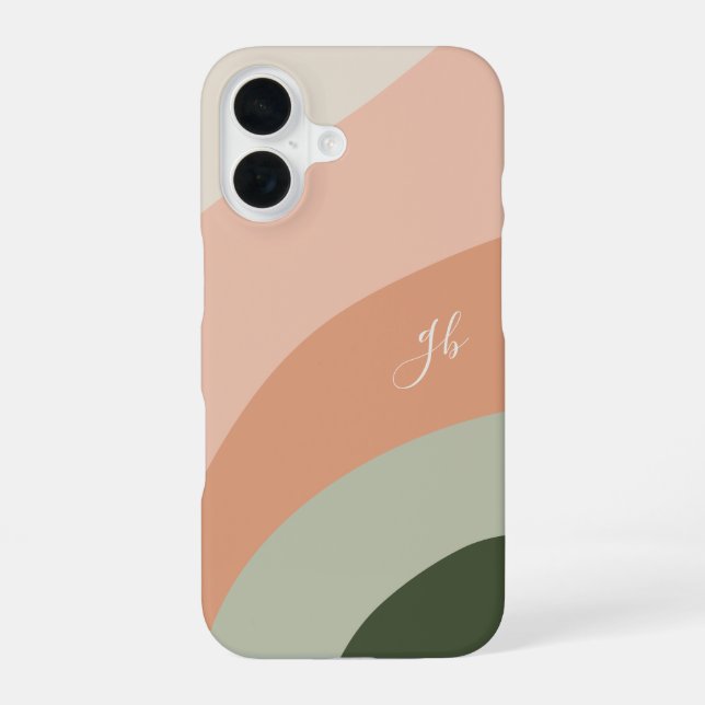 Desert & Forest Boho Colour Flow Monogram iPhone 16 Case (Back)
