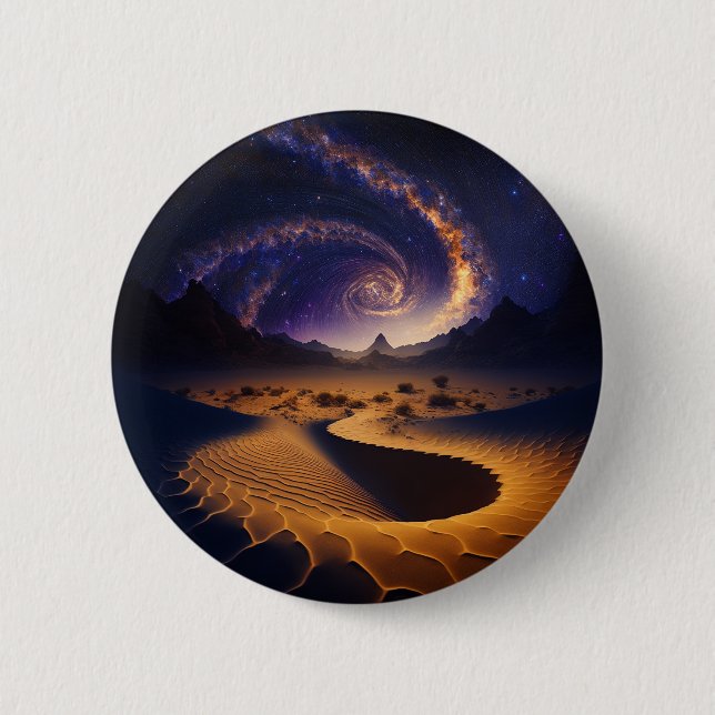 Desert Galaxy Surreal Landscape Art 6 Cm Round Badge (Front)