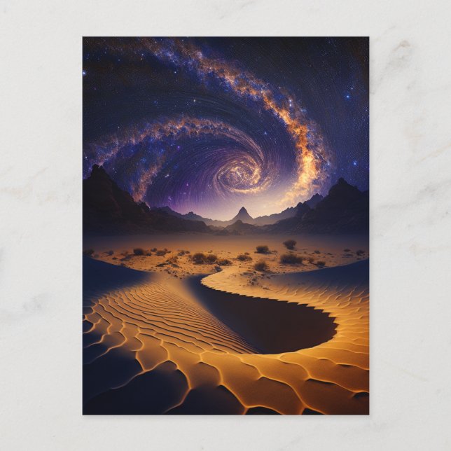 Desert Galaxy Surreal Landscape Art Postcard (Front)