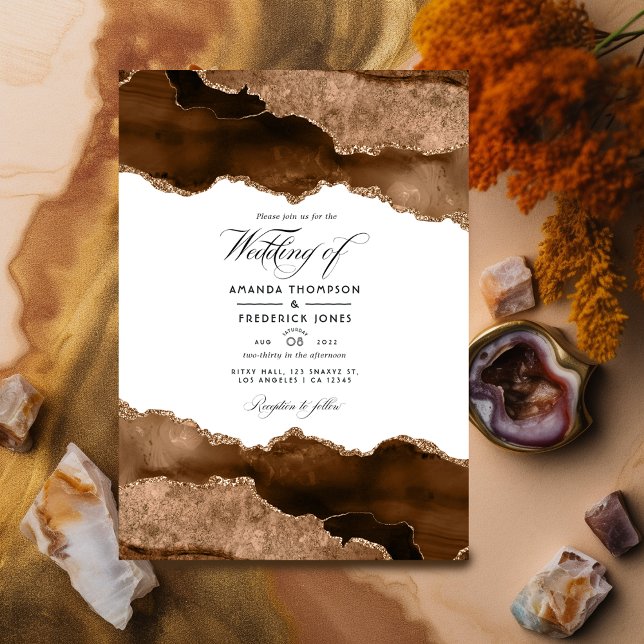 Desert Gold Agate Watercolor Wedding Invitation (Creator Uploaded)