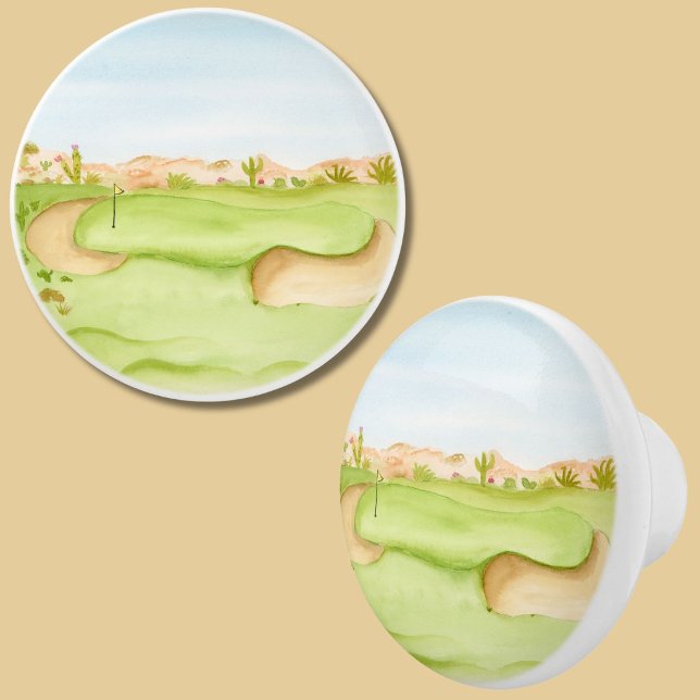  Desert Golf Course Watercolor Ceramic Knob (Creator Uploaded)