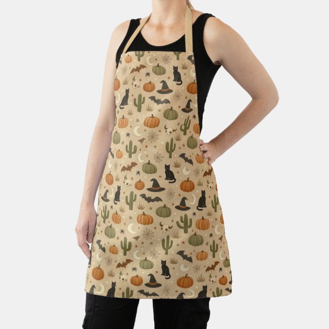 Desert Green Cactus Halloween  Apron (Insitu)