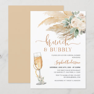 Desert Greenery Boho Pampas Grass Brunch & Bubbly Invitation
