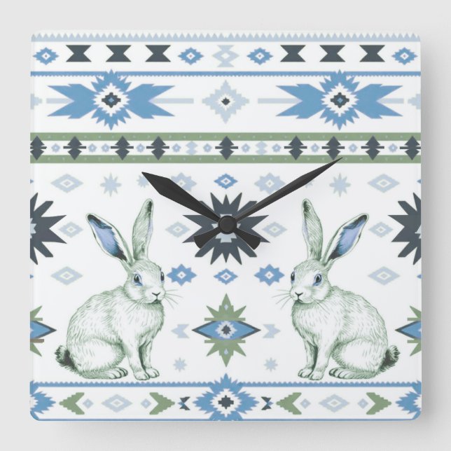 Desert Hares Square Wall Clock (Front)