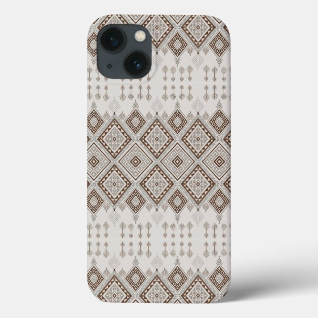 Desert Harmony Brown Moroccan Geometric Tribal Case-Mate iPhone Case (Back)