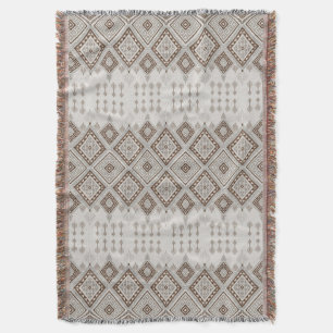Desert Harmony Brown Moroccan Geometric Tribal Throw Blanket