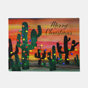 Desert home cactus sunset Holiday design Doormat