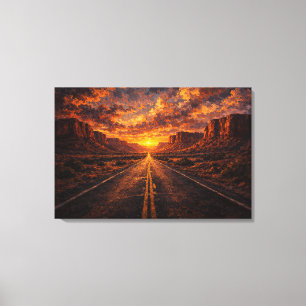Desert Horizon: The Golden Highway Canvas Print