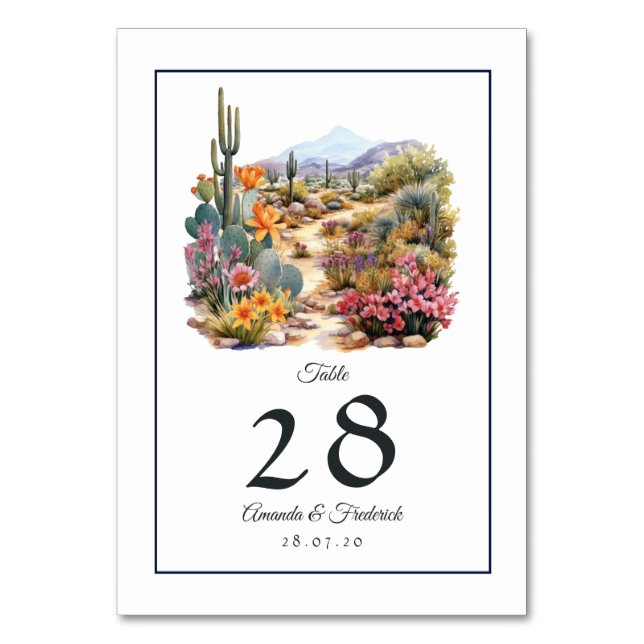 Desert Hues Floral Wedding Table Number (Front)