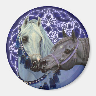 Desert Jewels Arabian horses round magnet