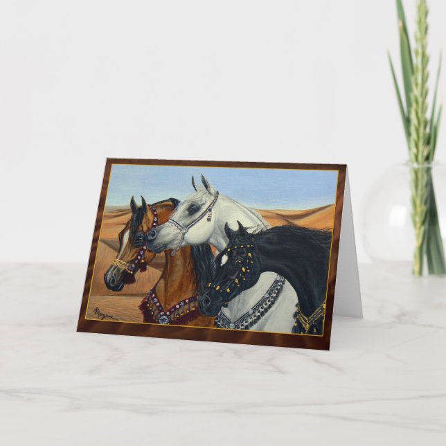 Desert Kings Arabian horses greeting card (Front)